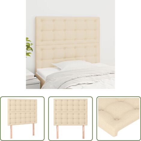 vidaXL Cabecero de cama tela -  Cabecero de cama de tela color crema 90x5x118/128 cm