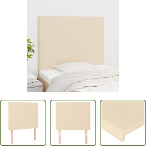 vidaXL Cabecero de cama tela -  Cabecero de cama de tela color crema 90x5x118/128 cm