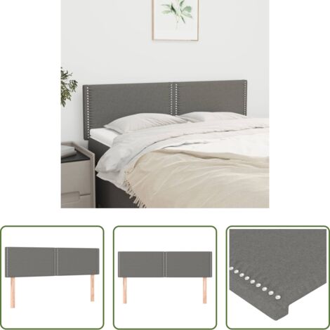 vidaXL Cabecero de cama tela -  Cabeceros tela gris oscuro 144x5x78/88 cm