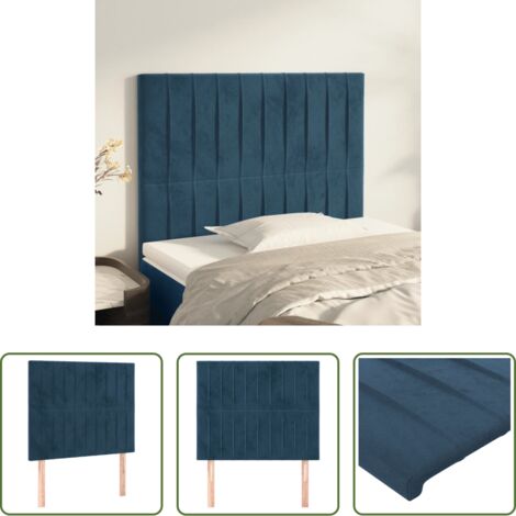 vidaXL Cabecero de cama terciopelo -  Cabecero de cama azul oscuro 80x5x118/128 cm Terciopelo