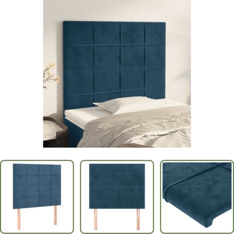 vidaXL Cabecero de cama terciopelo -  Cabecero de cama azul oscuro 90x5x118/128 cm Terciopelo