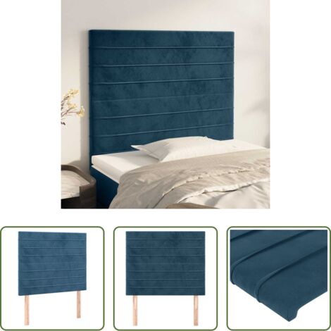 vidaXL Cabecero de cama terciopelo -  Cabecero de cama azul oscuro 90x5x118/128 cm Terciopelo