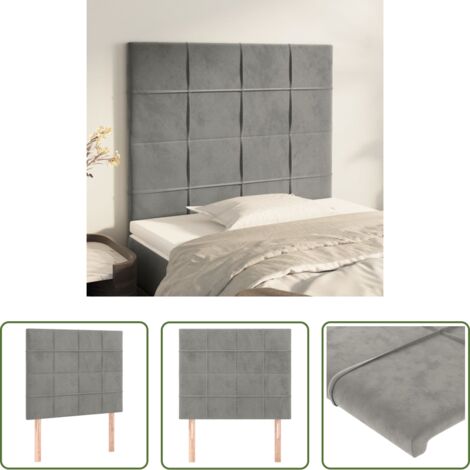 vidaXL Cabecero de cama terciopelo -  Cabecero de cama gris claro 90x5x118/128 cm Terciopelo