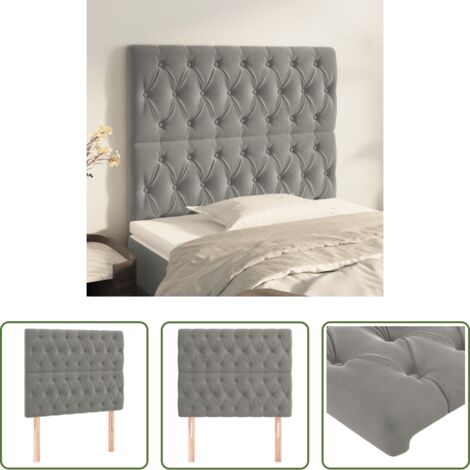 vidaXL Cabecero de cama terciopelo -  Cabecero de cama gris claro 90x7x118/128 cm Terciopelo
