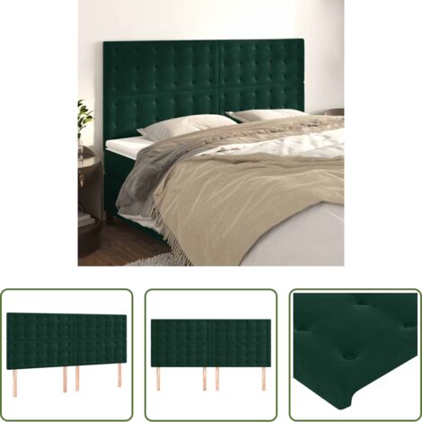 vidaXL Cabecero de cama terciopelo - Cabecero Terciopelo Verde Oscuro 180x5x118/128 cm