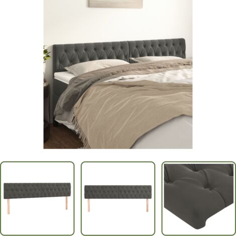 vidaXL Cabecero de cama terciopelo - Cabeceros terciopelo gris oscuro 180x7x78/88 cm