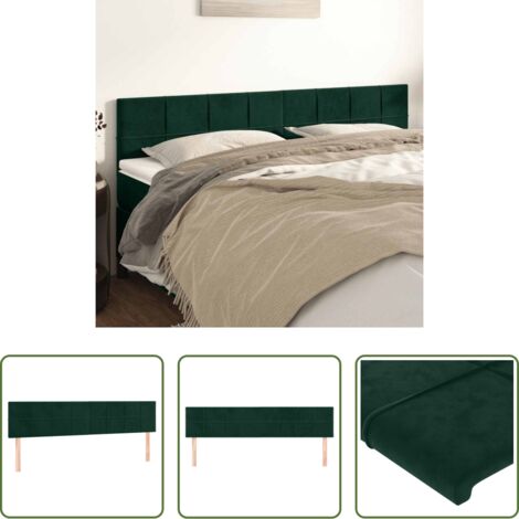 vidaXL Cabecero de cama terciopelo - Cabeceros terciopelo verde oscuro 180x5x78/88 cm