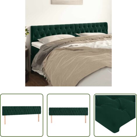 vidaXL Cabecero de cama terciopelo - Cabeceros terciopelo verde oscuro 180x7x78/88 cm