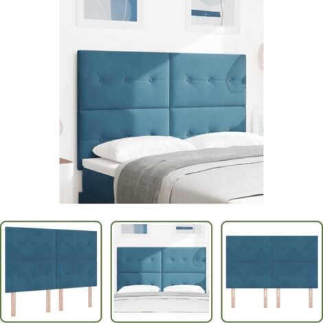 vidaXL Cabecero de cuero sintético -  Cabecero Azul Oscuro 160 cm Terciopelo