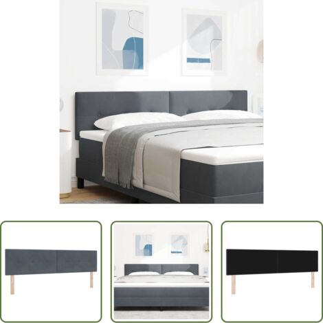vidaXL Cabecero de cuero sintético -  Cabecero con cabecera Gris oscuro 180 cm Terciopelo