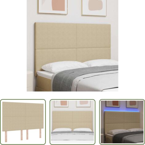 vidaXL Cabecero de dormitorio -  Cabecero LED con tiras LED Verde grisáceo 160 cm Tela de Pana