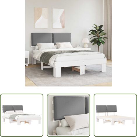 vidaXL Cabecero de espuma - Estructura de Cama con Cabecera Tapizada Gris Claro