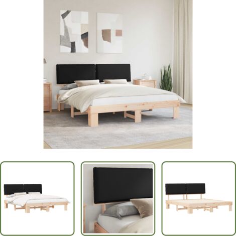 vidaXL Cabecero de espuma -  Estructura de Cama con Cabecera Tapizada Negro 180 x 200 cm