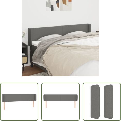 vidaXL Cabecero de madera -  Cabecero de tela gris oscuro 183x16x78/88 cm