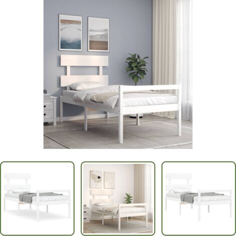 vidaXL Cabecero de madera -  Cama para personas mayores con cabecero madera maciza blanco