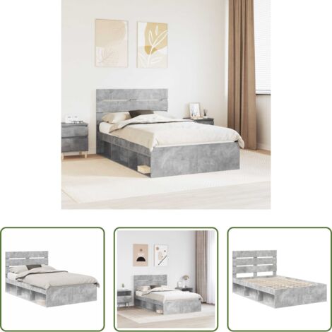vidaXL Cabecero de madera -  Estructura de cama con cabecera Gris concreto 135 x 190 cm