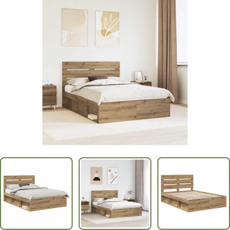 vidaXL Cabecero de madera -  Estructura de cama con cabecera Roble Artesanal 150 x 200 cm