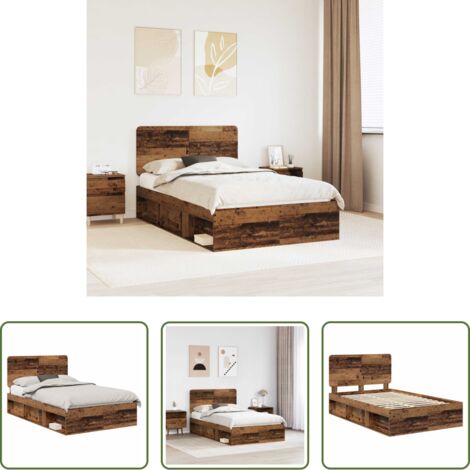 vidaXL Cabecero de pino -  Estructura de cama con cabecera Madera vieja 135 x 190 cm