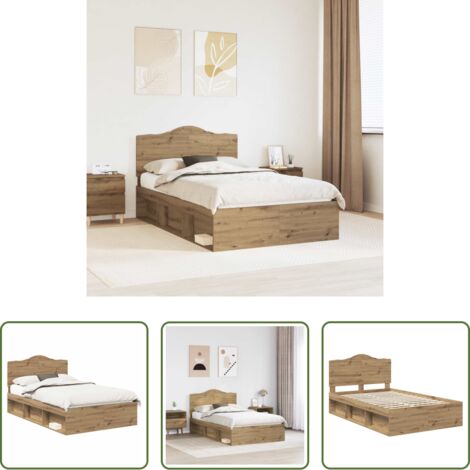 vidaXL Cabecero de pino -  Estructura de cama con cabecera Roble Artesanal 135 x 190 cm