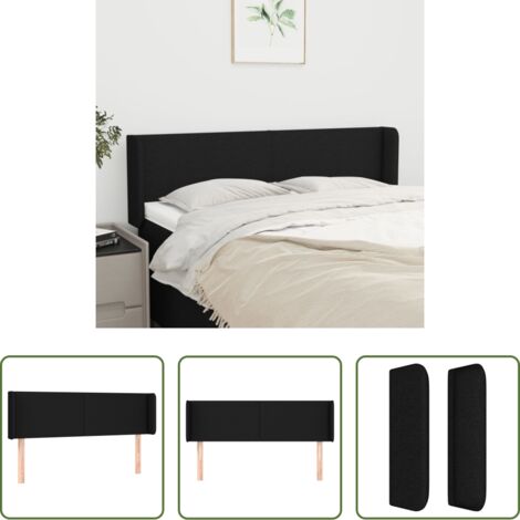 vidaXL Cabecero de tela -  Cabecero de tela negro 147x16x78/88 cm
