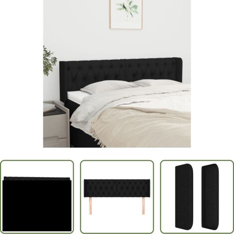 vidaXL Cabecero de tela -  Cabecero de tela negro 163x16x78/88 cm
