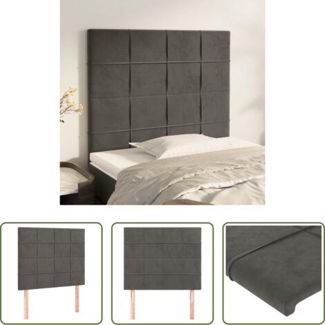 vidaXL Cabecero de terciopelo -  Cabecero gris oscuro 100x5x118/128 cm terciopelo