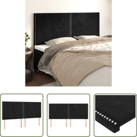 vidaXL Cabecero de terciopelo -  Cabecero Terciopelo Negro 180x5x118/128 cm