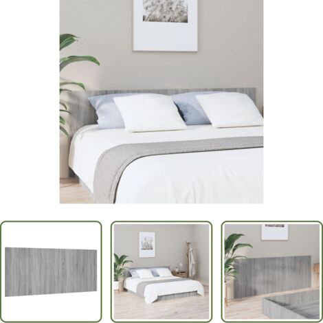vidaXL Cabecero gris Sonoma -  Cabecero de cama madera contrachapada gris Sonoma 200x1,5x80 cm