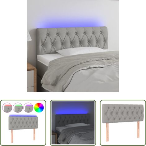 vidaXL Cabecero LED -  Cabecero con LED de tela gris claro 100x7x78/88 cm