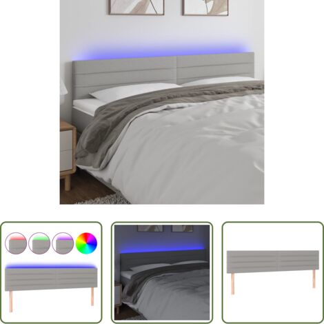 vidaXL Cabecero LED -  Cabecero con LED de tela gris claro 160x5x78/88 cm