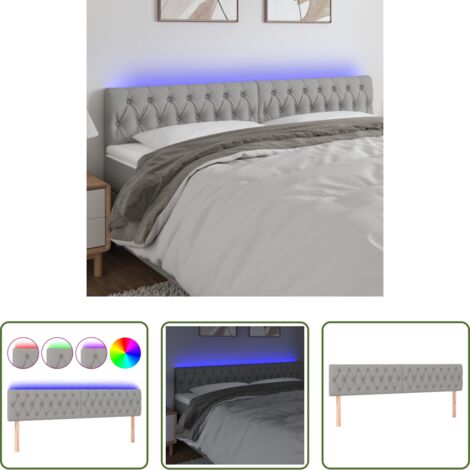 vidaXL Cabecero LED -  Cabecero con LED de tela gris claro 200x7x78/88 cm