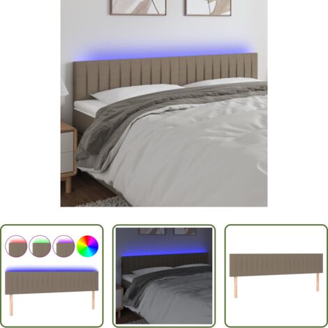 vidaXL Cabecero LED -  Cabecero con LED de tela gris taupe 160x5x78/88 cm