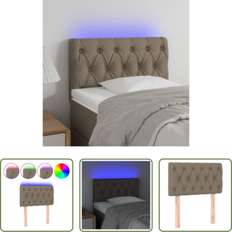 vidaXL Cabecero LED -  Cabecero con LED de tela gris taupe 80x7x78/88 cm