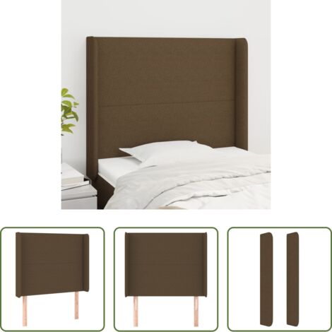 vidaXL Cabecero marrón -  Cabecero con orejas de tela marrón oscuro 103x16x118/128 cm
