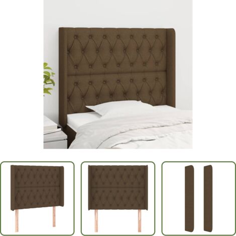 vidaXL Cabecero marrón -  Cabecero con orejas de tela marrón oscuro 103x16x118/128 cm