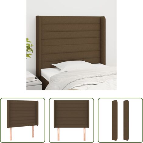 vidaXL Cabecero marrón -  Cabecero con orejas de tela marrón oscuro 103x16x118/128 cm
