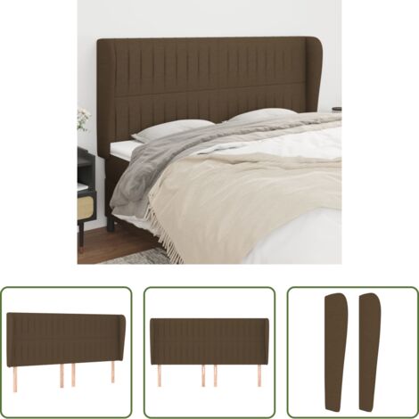 vidaXL Cabecero marrón -  Cabecero con orejas de tela marrón oscuro 163x23x118/128 cm