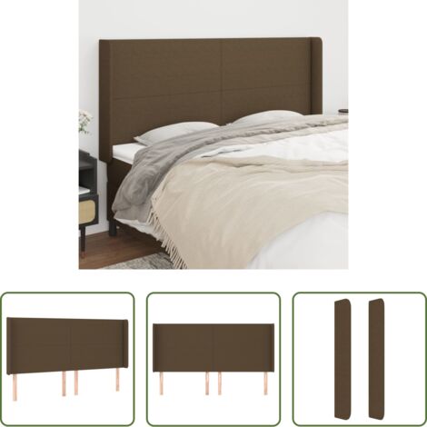 vidaXL Cabecero marrón -  Cabecero con orejas de tela marrón oscuro 183x16x118/128 cm
