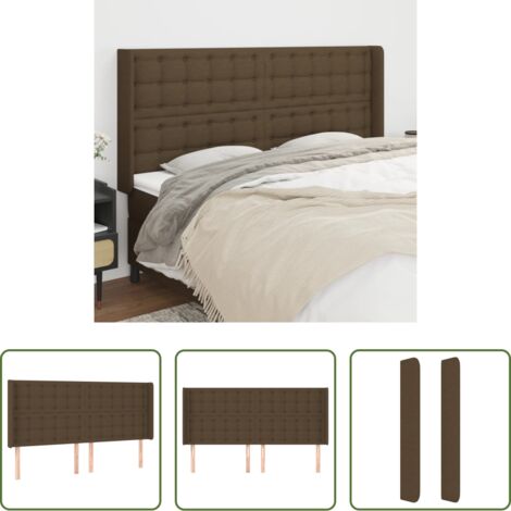 vidaXL Cabecero marrón -  Cabecero con orejas de tela marrón oscuro 183x16x118/128 cm