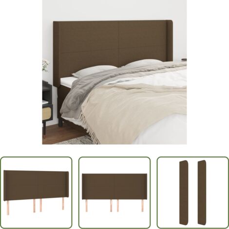 vidaXL Cabecero marrón -  Cabecero con orejas de tela marrón oscuro 203x16x118/128 cm