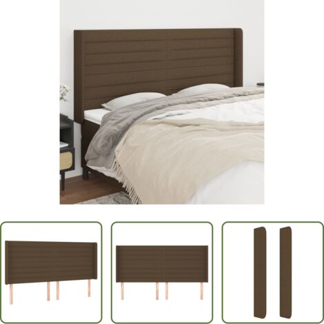 vidaXL Cabecero marrón -  Cabecero con orejas de tela marrón oscuro 203x16x118/128 cm