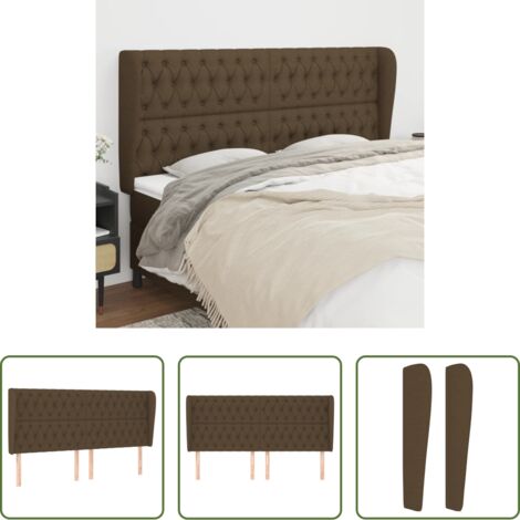 vidaXL Cabecero marrón -  Cabecero con orejas de tela marrón oscuro 203x23x118/128 cm