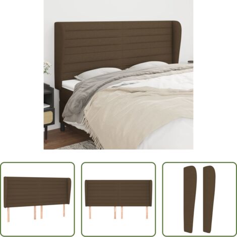 vidaXL Cabecero marrón -  Cabecero con orejas de tela marrón oscuro 203x23x118/128 cm