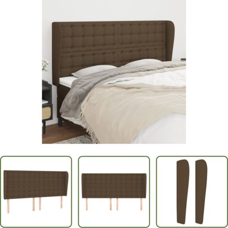 vidaXL Cabecero marrón -  Cabecero con orejas de tela marrón oscuro 203x23x118/128 cm