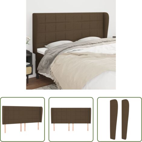 vidaXL Cabecero marrón -  Cabecero con orejas de tela marrón oscuro 203x23x118/128 cm