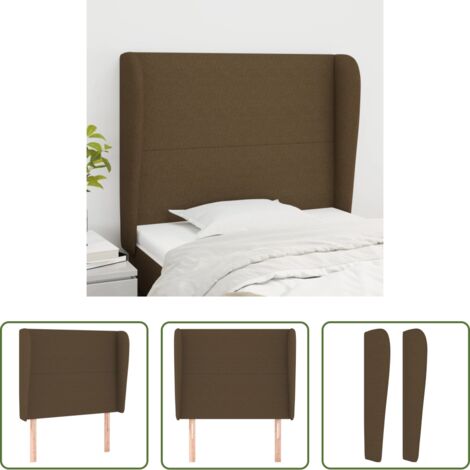 vidaXL Cabecero marrón -  Cabecero con orejas de tela marrón oscuro 83x23x118/128 cm