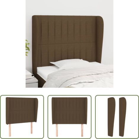 vidaXL Cabecero marrón -  Cabecero con orejas de tela marrón oscuro 83x23x118/128 cm
