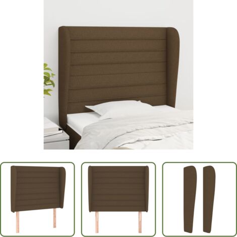 vidaXL Cabecero marrón -  Cabecero con orejas de tela marrón oscuro 83x23x118/128 cm