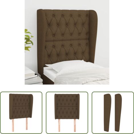 vidaXL Cabecero marrón -  Cabecero con orejas de tela marrón oscuro 83x23x118/128 cm