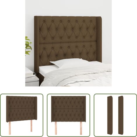 vidaXL Cabecero marrón -  Cabecero con orejas de tela marrón oscuro 93x16x118/128 cm